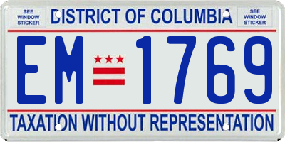 DC license plate EM1769