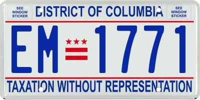 DC license plate EM1771