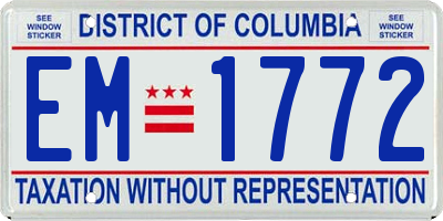 DC license plate EM1772