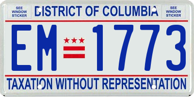 DC license plate EM1773
