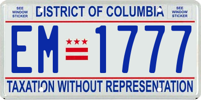 DC license plate EM1777