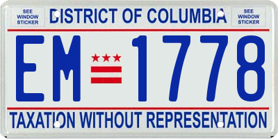 DC license plate EM1778