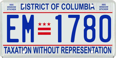 DC license plate EM1780
