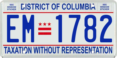 DC license plate EM1782