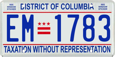 DC license plate EM1783