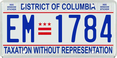 DC license plate EM1784