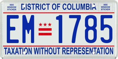 DC license plate EM1785
