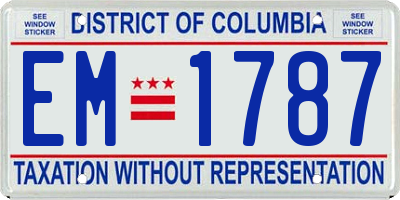 DC license plate EM1787