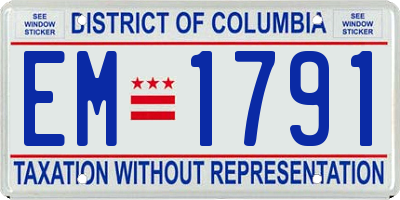 DC license plate EM1791