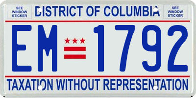 DC license plate EM1792