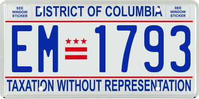 DC license plate EM1793