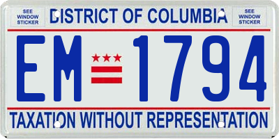 DC license plate EM1794
