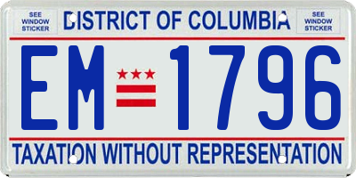 DC license plate EM1796