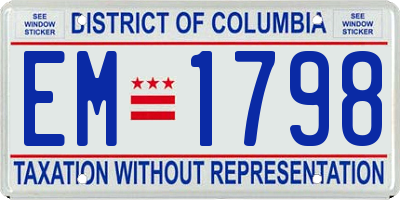 DC license plate EM1798