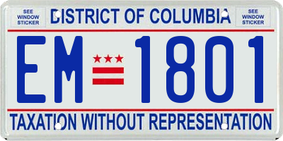 DC license plate EM1801