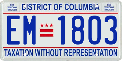 DC license plate EM1803