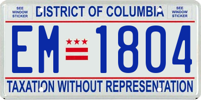 DC license plate EM1804