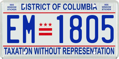 DC license plate EM1805