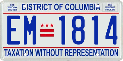 DC license plate EM1814