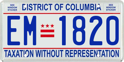 DC license plate EM1820