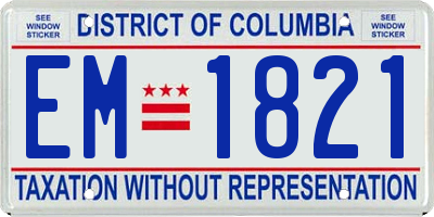 DC license plate EM1821
