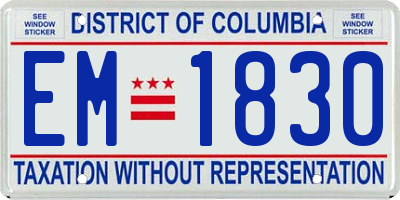 DC license plate EM1830