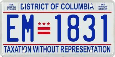 DC license plate EM1831