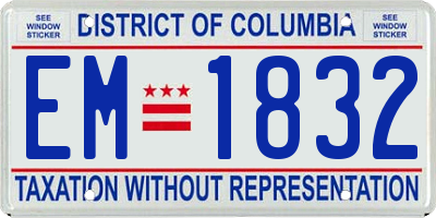 DC license plate EM1832