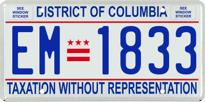 DC license plate EM1833