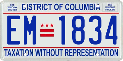 DC license plate EM1834