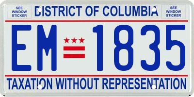 DC license plate EM1835