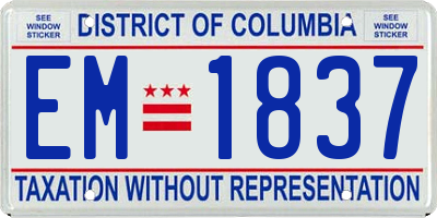 DC license plate EM1837
