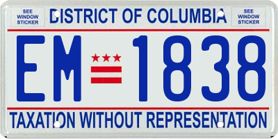 DC license plate EM1838