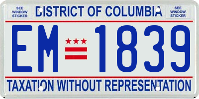 DC license plate EM1839