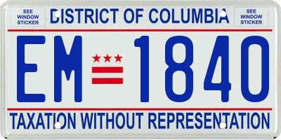 DC license plate EM1840