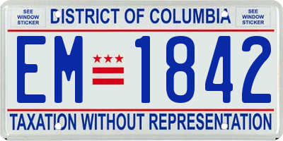 DC license plate EM1842