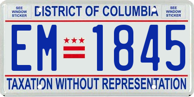 DC license plate EM1845
