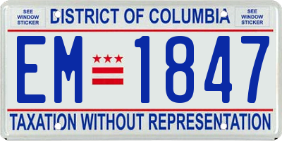 DC license plate EM1847