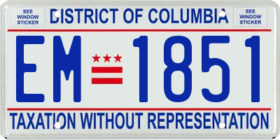 DC license plate EM1851