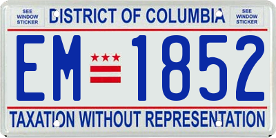 DC license plate EM1852