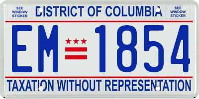 DC license plate EM1854