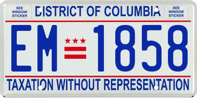 DC license plate EM1858