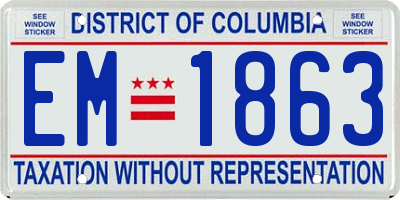 DC license plate EM1863