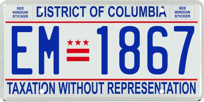 DC license plate EM1867