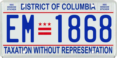 DC license plate EM1868
