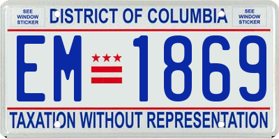 DC license plate EM1869
