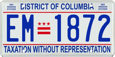 DC license plate EM1872