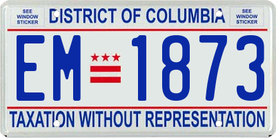 DC license plate EM1873