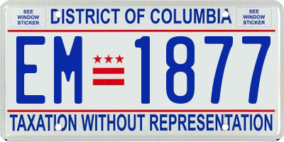 DC license plate EM1877
