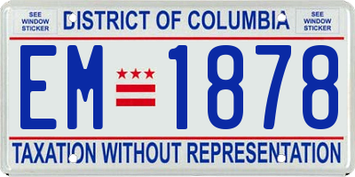 DC license plate EM1878